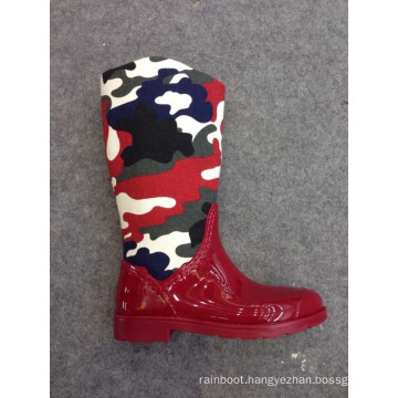 Womens Rain boots Flat Wellies Waterproof Zipper Knee High Mid Calf Boots D-685